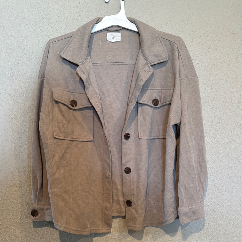 Hippie Rose Women’s Beige Shirt Jacket